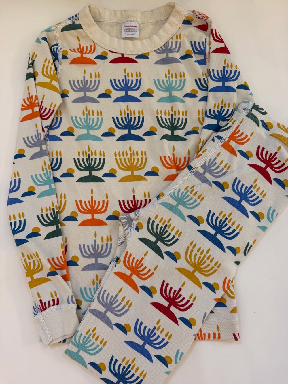 Hanna Andersson rainbow Hanukkah Organic Cotton Pajama set size 150